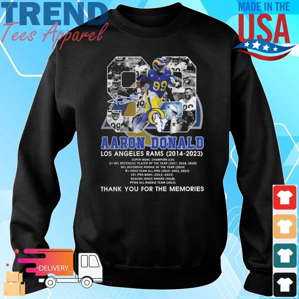 Original Aaron Donald Los Angeles Rams 2014-2023 Thank You For The Memories Signature Sweatshirt