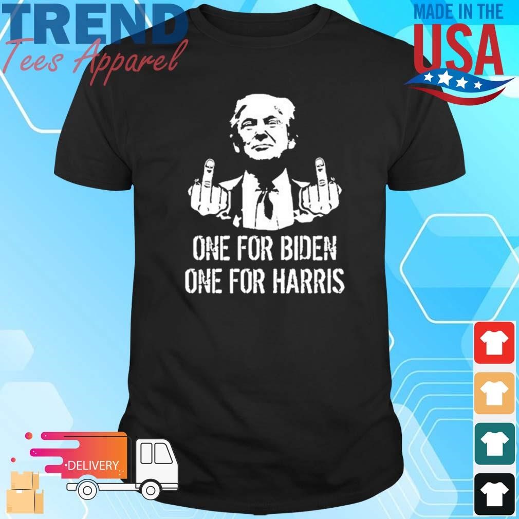 Donald Trump Middle Finger One For Biden One For Harris T-Shirt