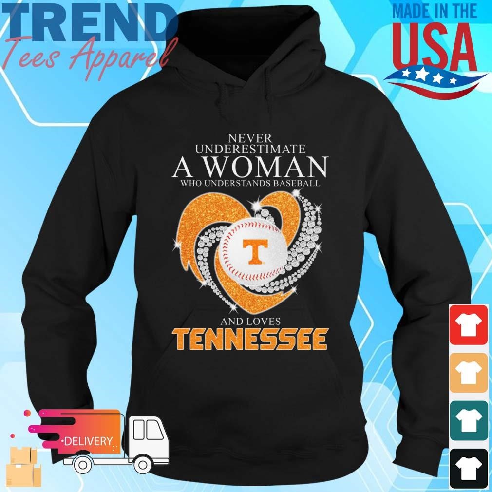 Official Never Underestimate A Woman Who Understands Baseball And Loves Tennessee Diamond Heart 2024 Hoodie