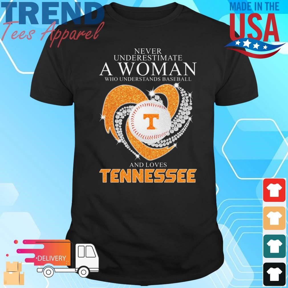 Official Never Underestimate A Woman Who Understands Baseball And Loves Tennessee Diamond Heart 2024 Shirt