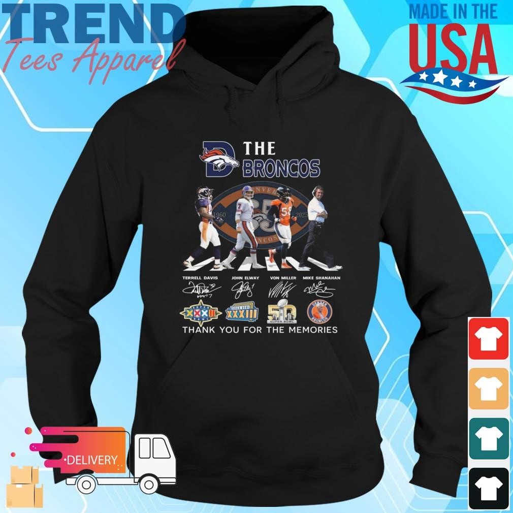 Official Denver Broncos Thank You For The 65 Years Of Legends 1960-2025 Abbey Road Signatures Hoodie