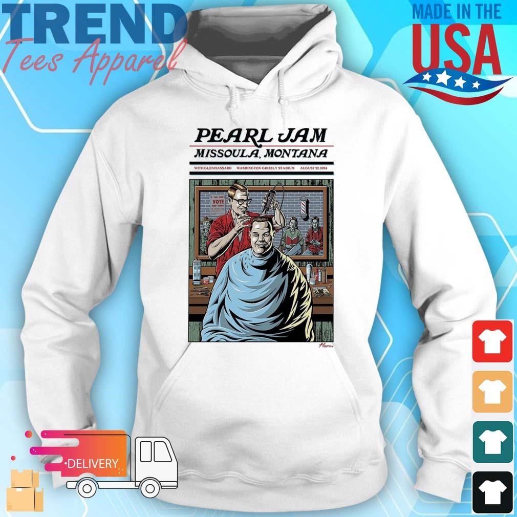 Official Pearl Jam On August 22 2024 Art By Justin Hampton With Glen Hansard In Missoula Montana At Washington-Grizzly Stadium Hoodie